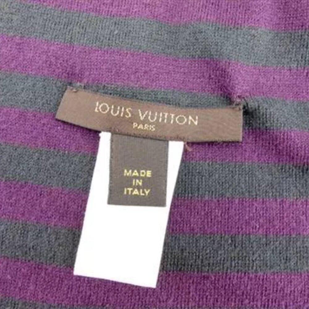 Louis Vuitton Scarf Purple Grey Woman unisex Authentic Used - Picture 4 of 7